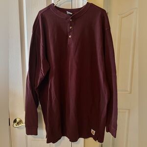 Carhartt Men’s Quarter Button Up Long Sleeve Shirt Burgundy Red XL